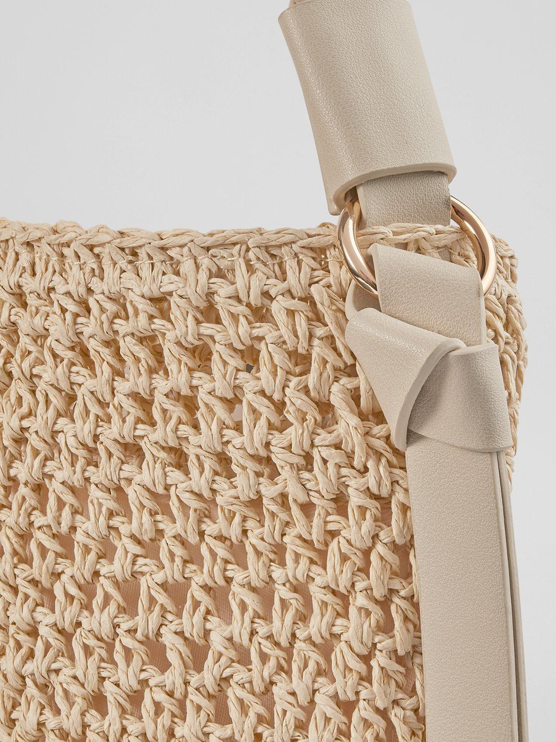 Product image 4 of 4, which shows L.K.Bennett Isabella Raffia Bag, Natural/White