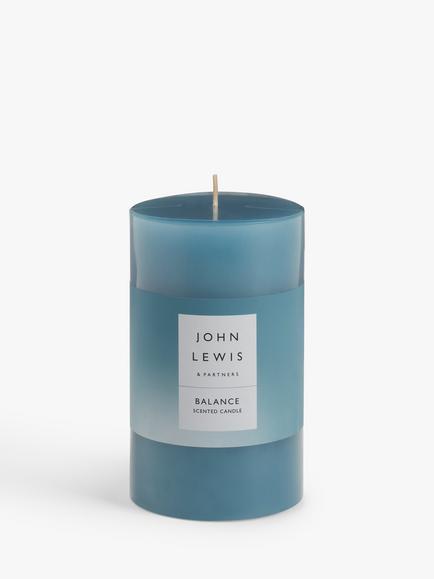 John Lewis Sentiments Balance Pillar Scented Candle, 507g, Blue