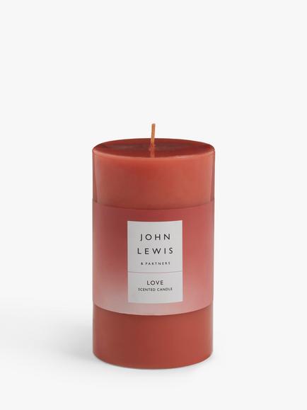 John Lewis Sentiments Love Pillar Scented Candle, 507g, Red