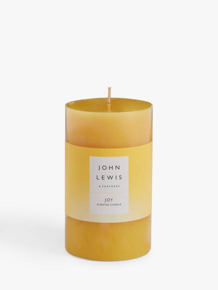 John Lewis Sentiments Joy Pillar Scented Candle, 507g, Yellow
