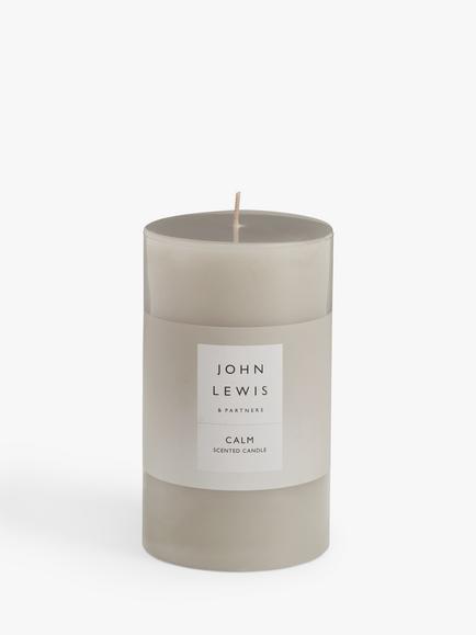 John Lewis Sentiments Calm Pillar Scented Candle, 507g, Grey