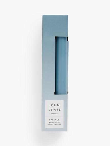 John Lewis Sentiments Balance Dinner Candle, Set of 4, Blue