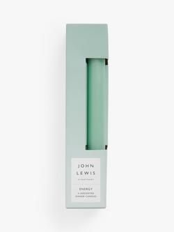John Lewis Sentiments Energy Unscented Dinner Candles, Pack of 4, Green