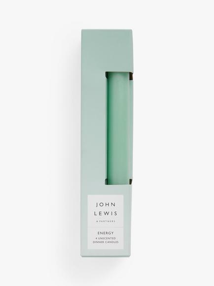 John Lewis Sentiments Energy Unscented Dinner Candles, Pack of 4, Green