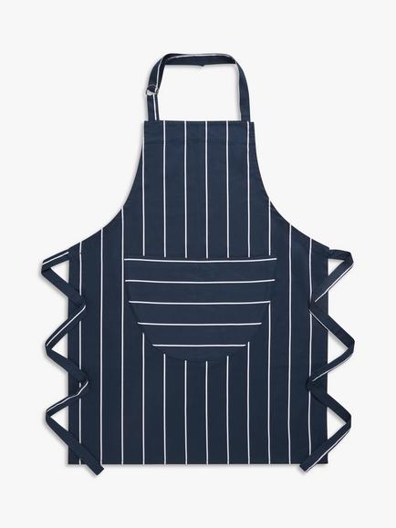 John Lewis Classic Butcher Stripe Apron, Navy, Navy