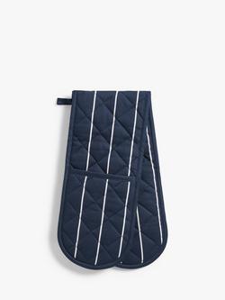 John Lewis Classic Butcher Stripe Double Oven Glove, Navy, Navy