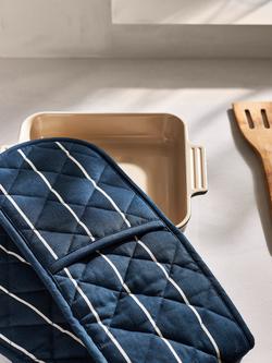 John Lewis Classic Butcher Stripe Double Oven Glove, Navy - view 2, Navy
