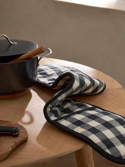 John Lewis Gingham Double Oven Glove - view 2, Black
