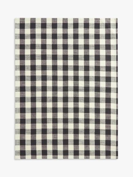 John Lewis Gingham Cotton Tea Towel, Black