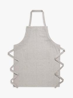 John Lewis Woven Stripe Apron, Charcoal, Charcoal