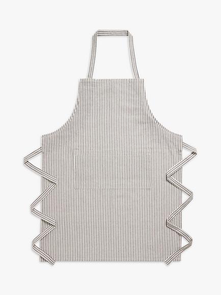 John Lewis Woven Stripe Apron, Charcoal, Charcoal