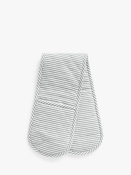 John Lewis Woven Stripe Double Oven Glove, Charcoal, Charcoal