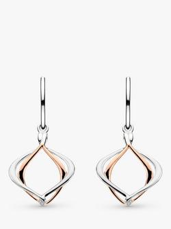 Kit Heath Entwine Alicia Petite Drop Earrings, Silver/Rose Gold