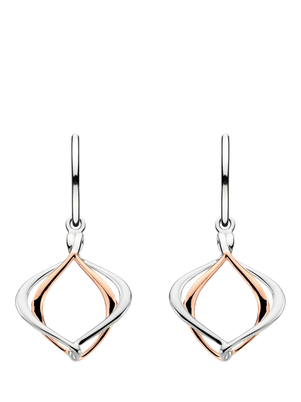 Kit Heath Entwine Alicia Petite Drop Earrings, Silver/Rose Gold