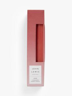 John Lewis Sentiments Love Unscented Dinner Candles, Pack of 4, Red