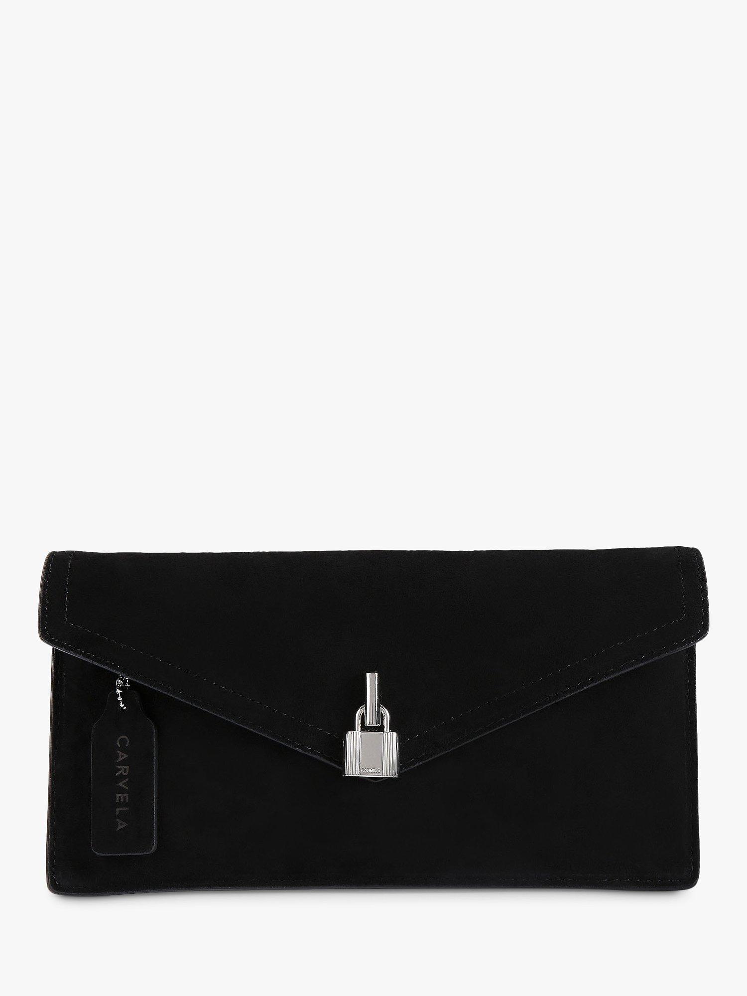 Carvela Vanity Clutch Bag, Black Suede