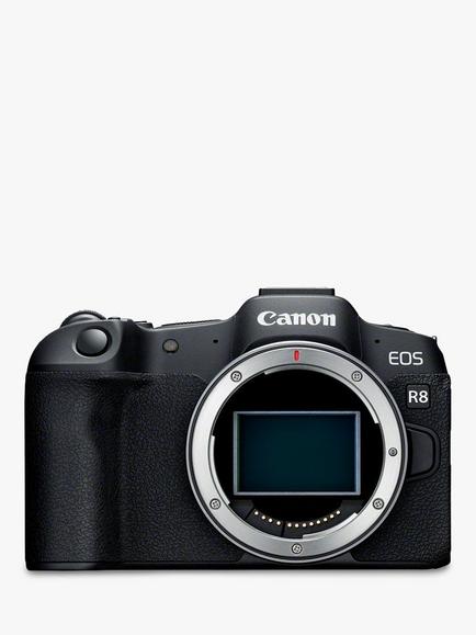 Canon EOS R8 Compact System Camera, 4K Ultra HD, 24.2MP, Wi-Fi, Bluetooth, OLED EVF, 3” Vari-Angle Touch Screen, Body Only, Black, Black