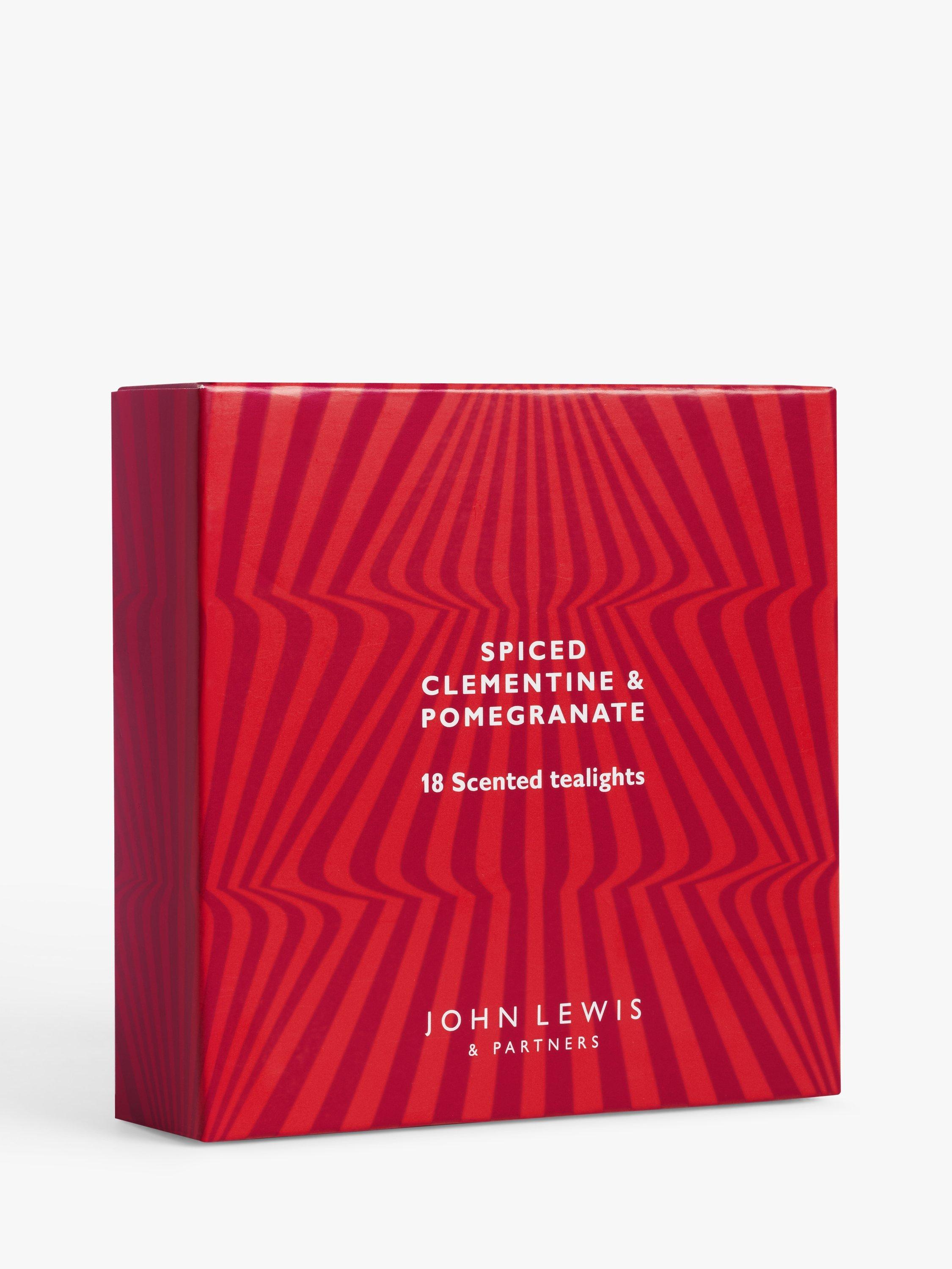 John Lewis Spiced Clementine & Pomegranate Scented Tealights, Pack of 18