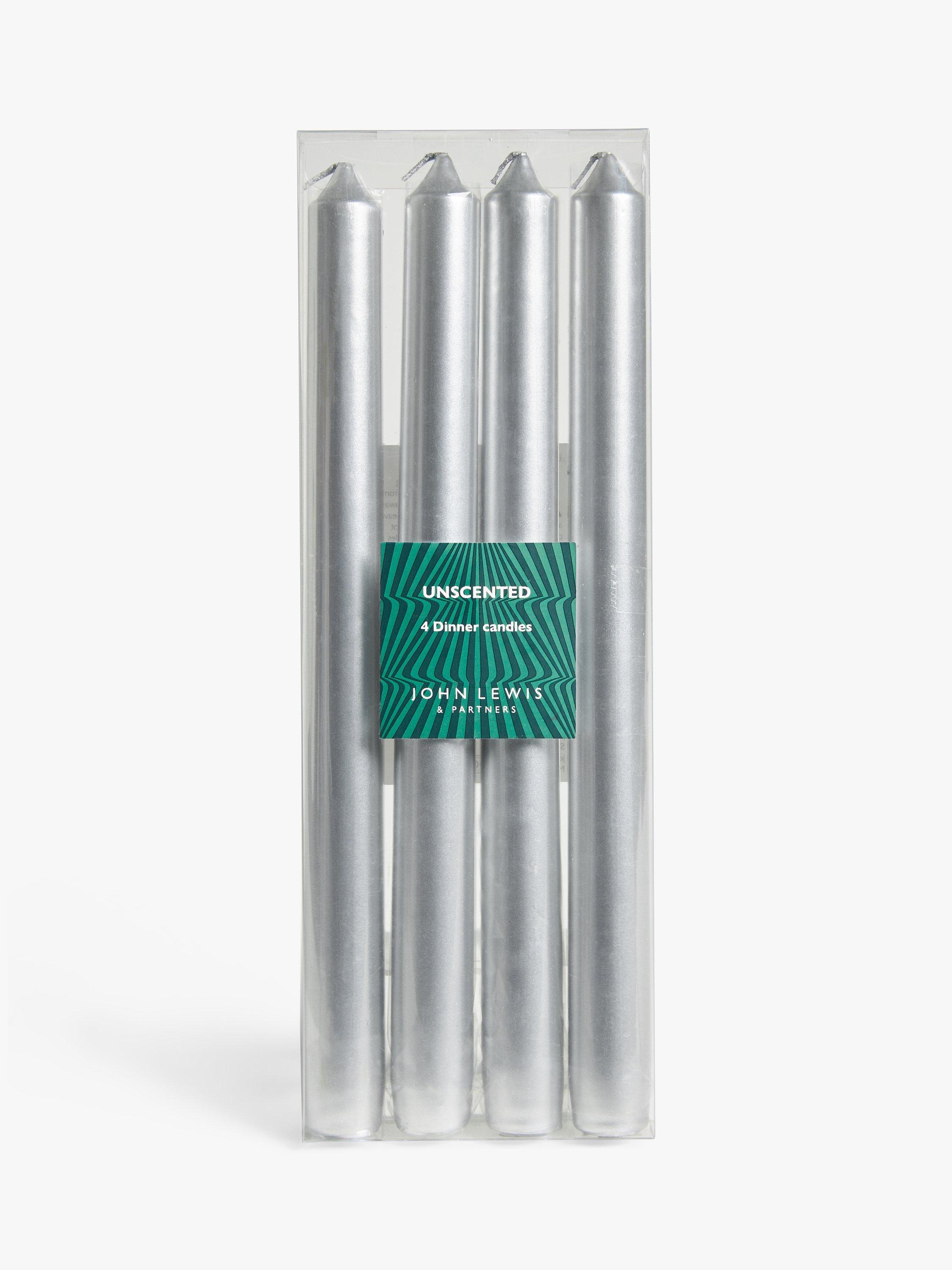 John Lewis Metallic Taper Candlesticks, Pack of 4, Silver