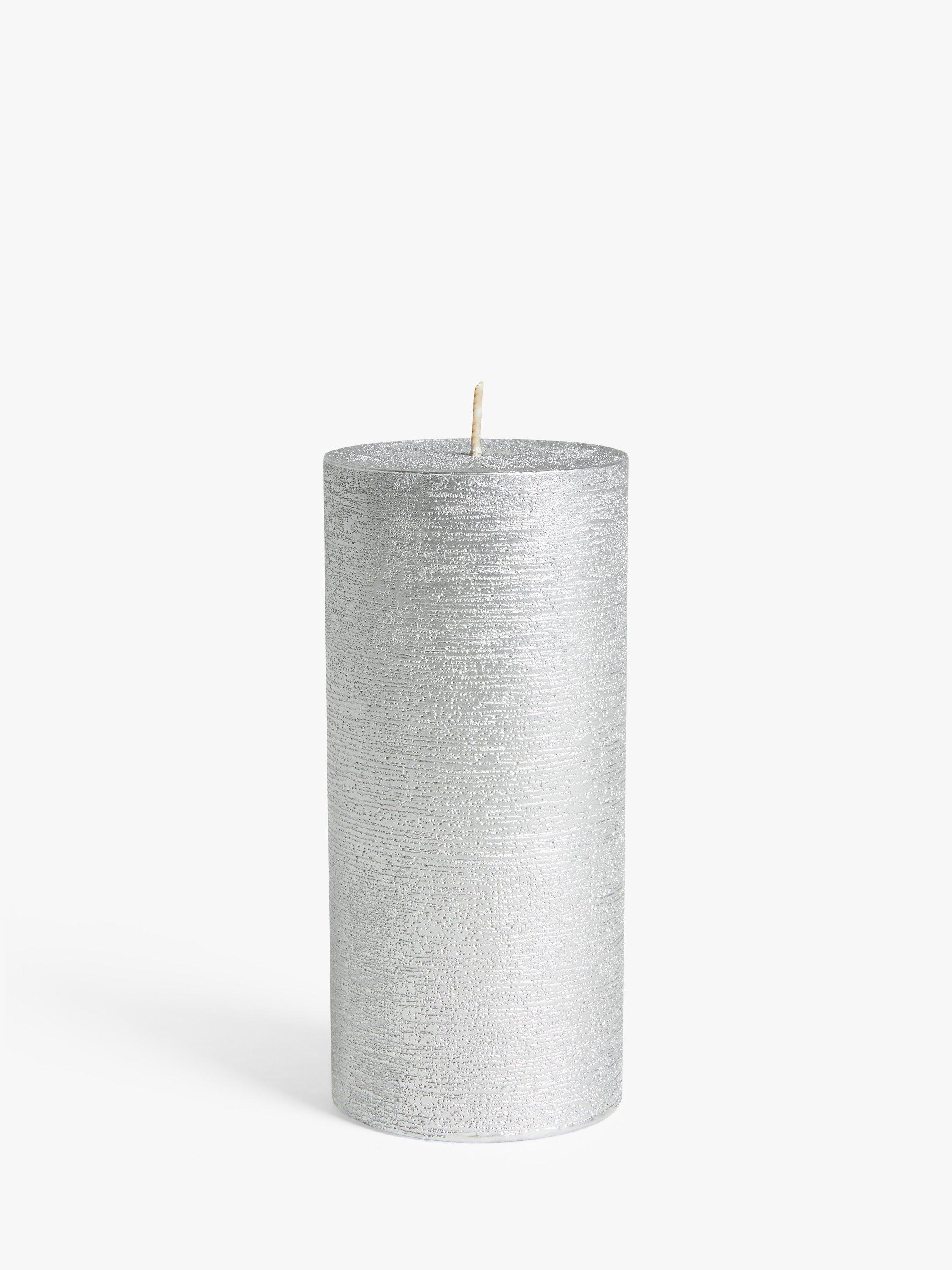 John Lewis Metallic Pillar Candle, Silver