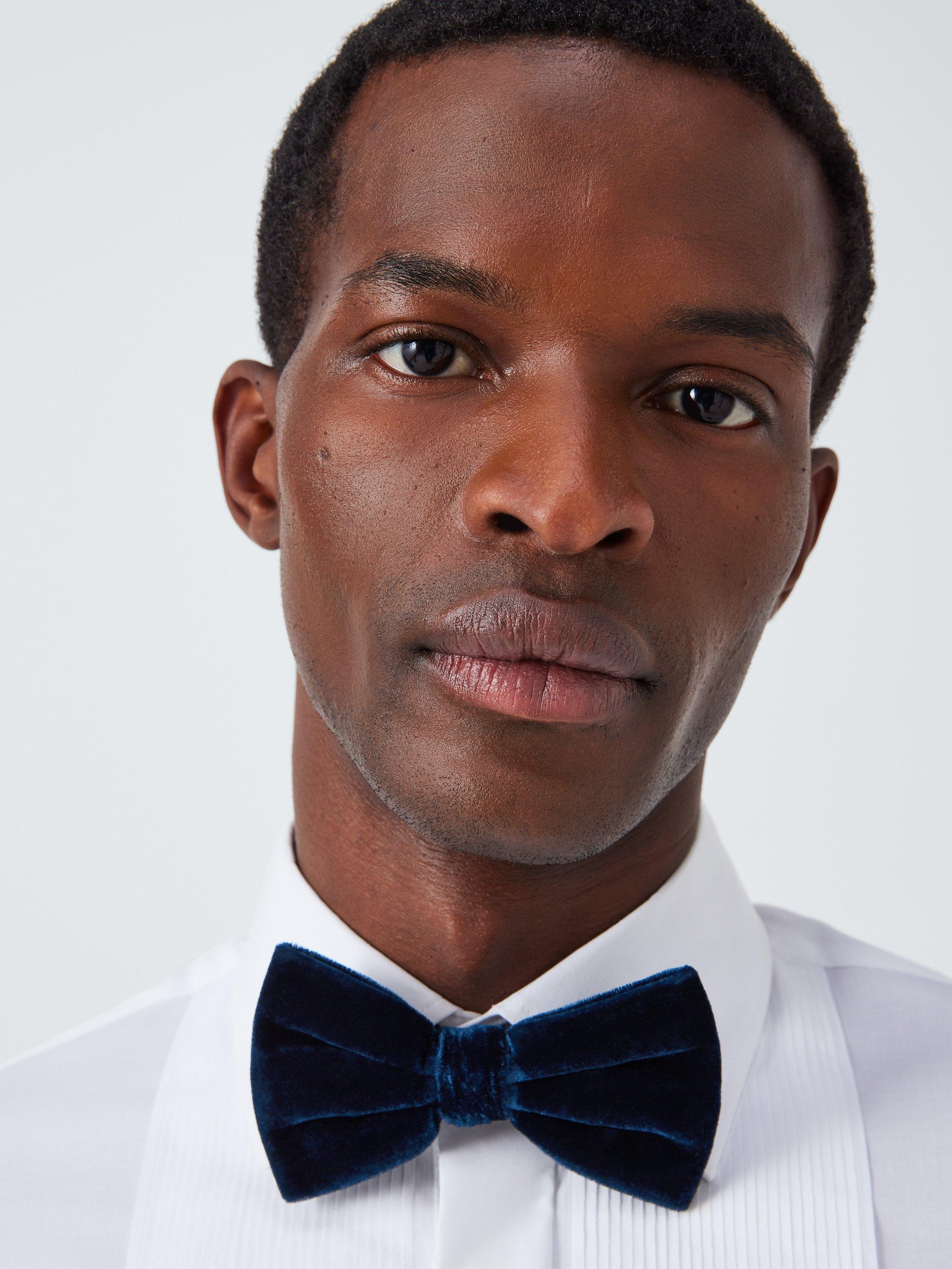 Product image 4 of 4, which shows John Lewis Velvet Silk Blend Bow Tie, Navy