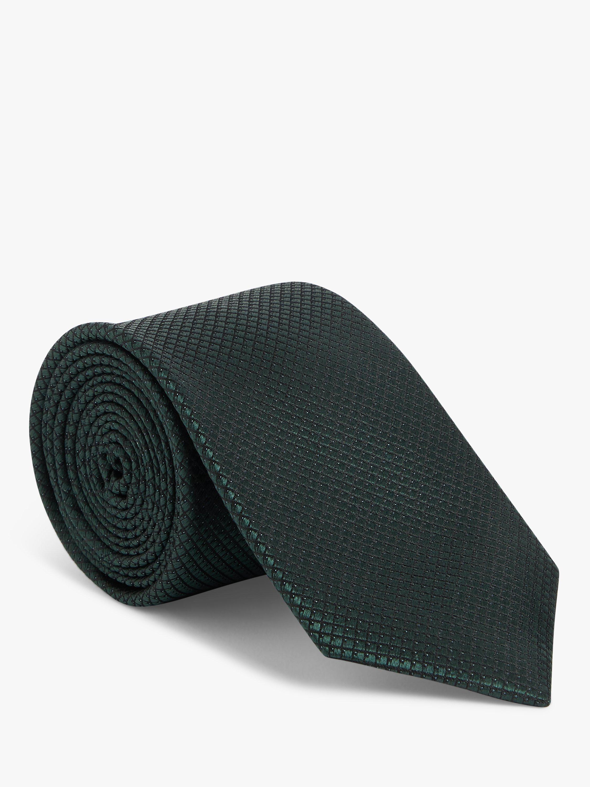 John Lewis Silk Textured Tie, Green