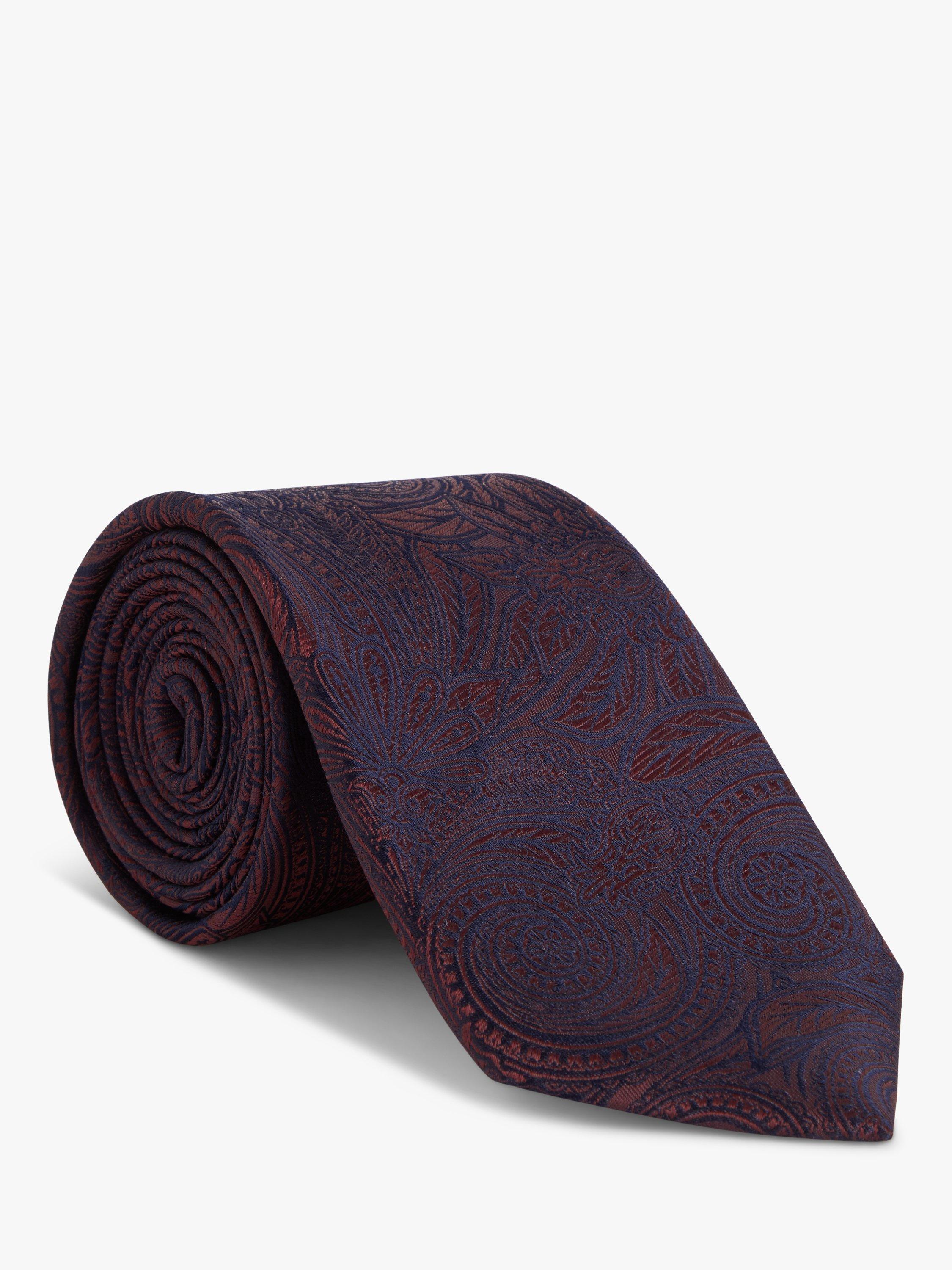 John Lewis Silk Paisley Tie, Burgundy