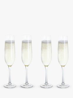 Dartington Crystal Entertain Glass Flute, Set of 4, 190ml, Clear, Clear