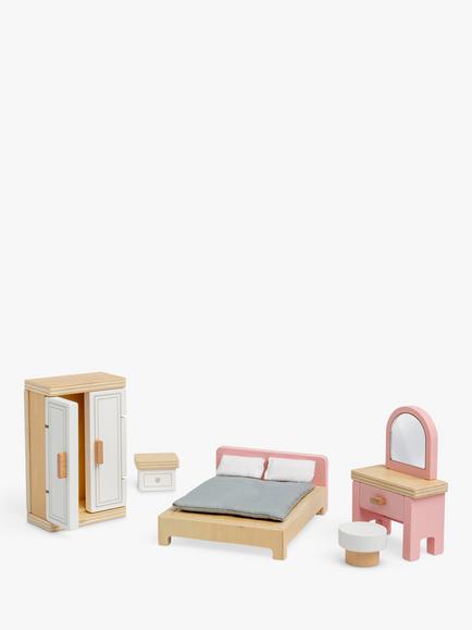 John Lewis Odney Wooden Doll's House Bedroom Furniture Set, Multi