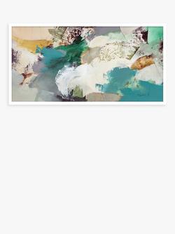 John Lewis Natasha Barnes 'Evergreen' Abstract Framed Print, 63.5 x 123.5cm, Green/Multi, Green/Multi