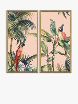 John Lewis Eva Watts 'Tropica II' Framed Prints, Set of 2, 82 x 42cm, Green/Multi, Green/Multi