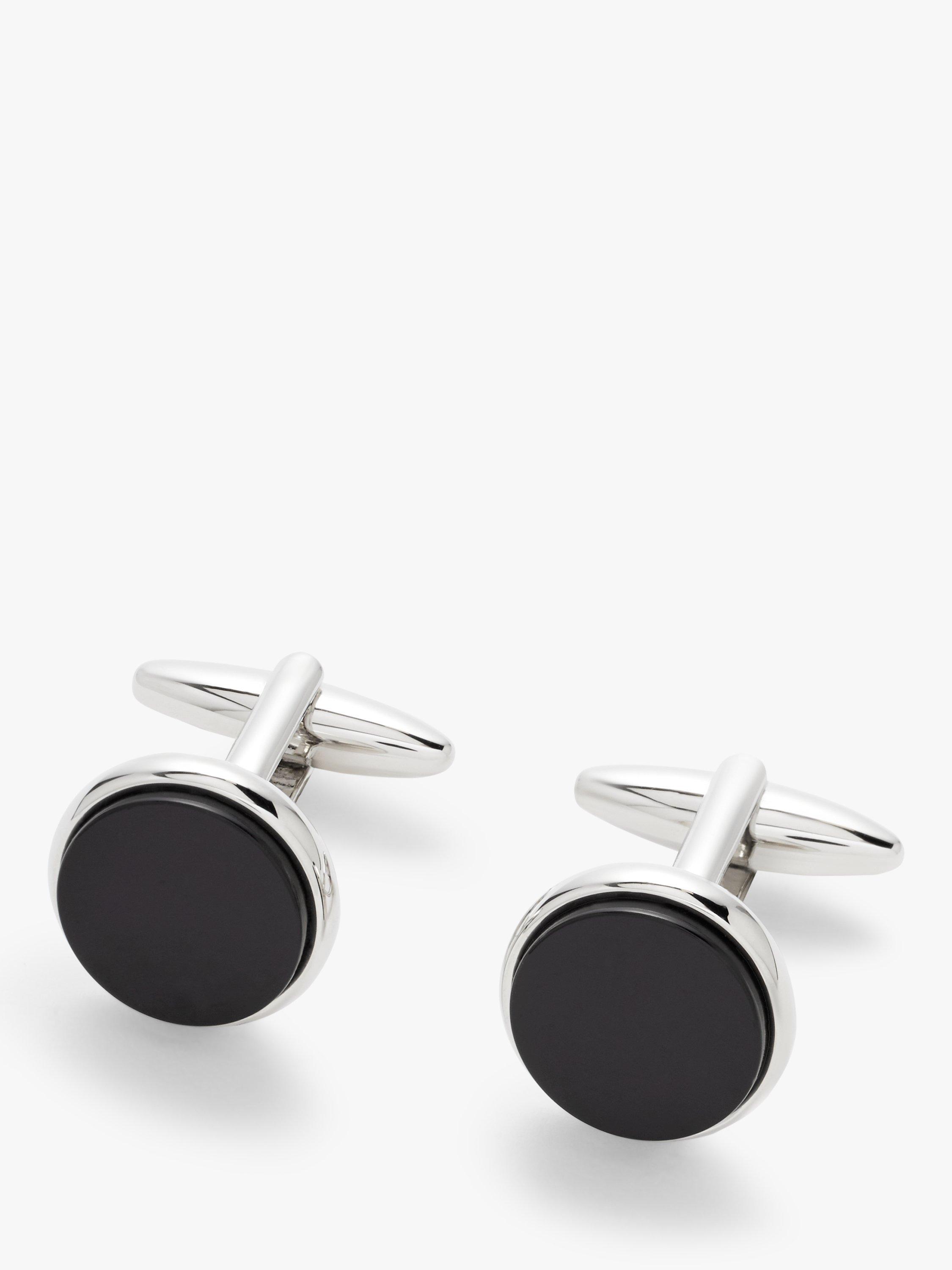 John Lewis Round Onyx Cufflinks, Black