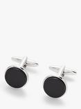 John Lewis Round Onyx Cufflinks, Black