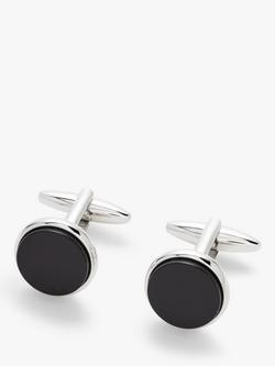 John Lewis Round Onyx Cufflinks, Black, Onyx