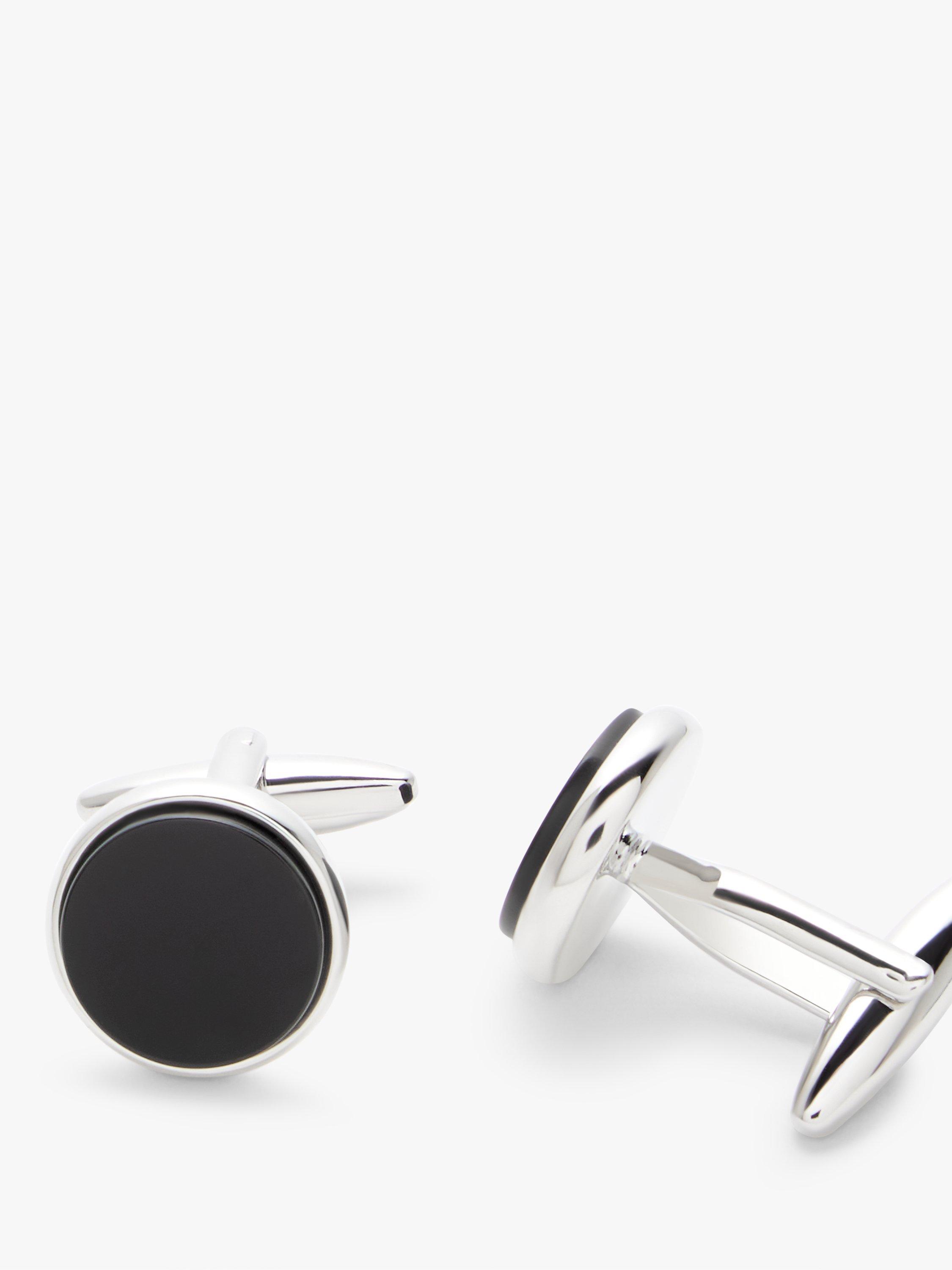 John Lewis Round Onyx Cufflinks, Black