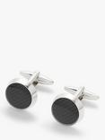 John Lewis Vintage Carbon Fibre Round Cufflinks, Grey