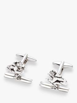 John Lewis Skier Cufflinks, Silver, Silver