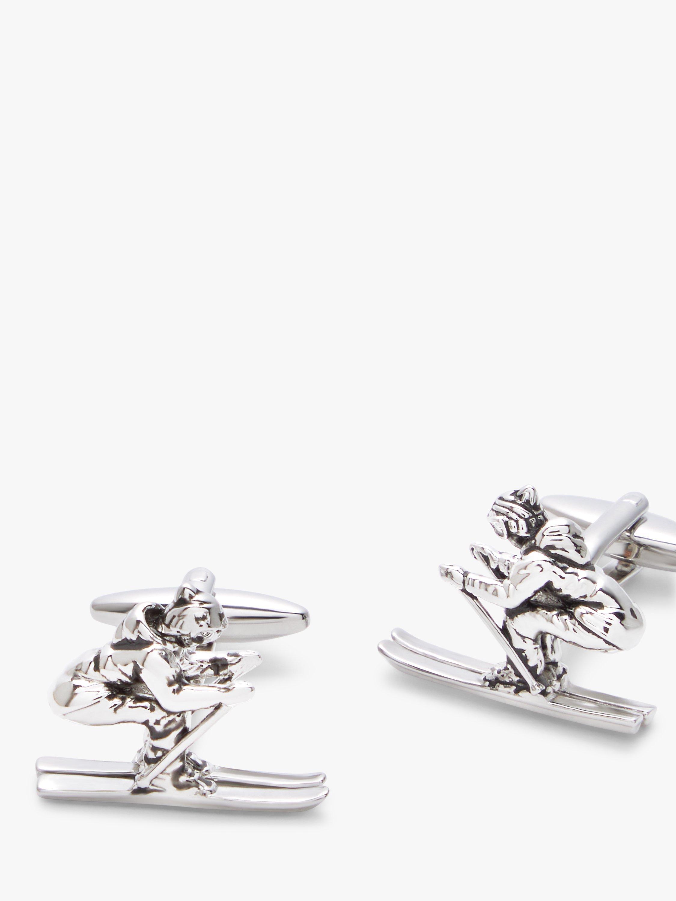 John Lewis Skier Cufflinks, Silver