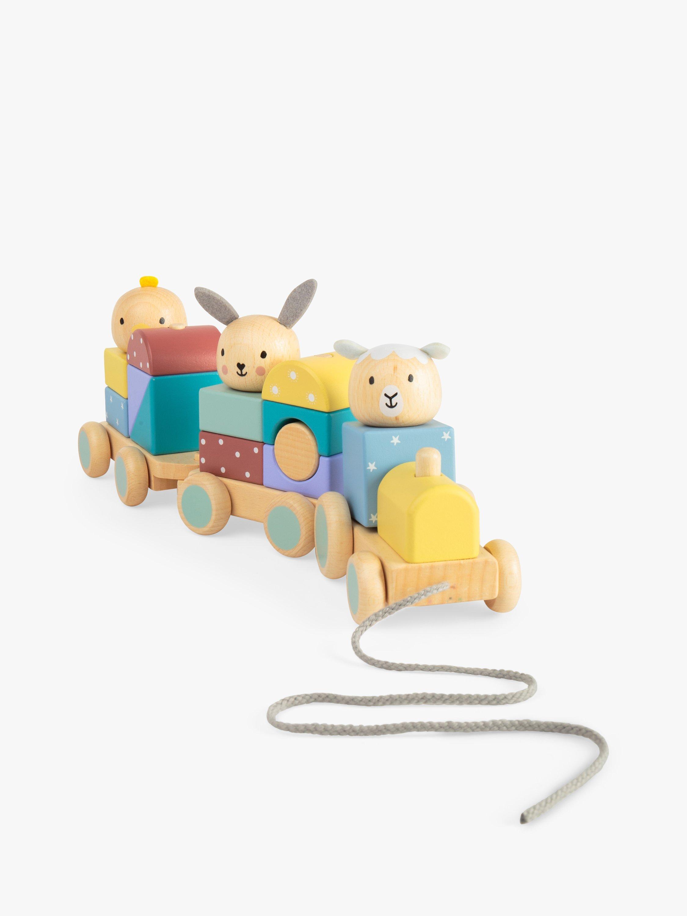 John Lewis Wooden Farm Pull Along Stacking Train FSC Certified Wood