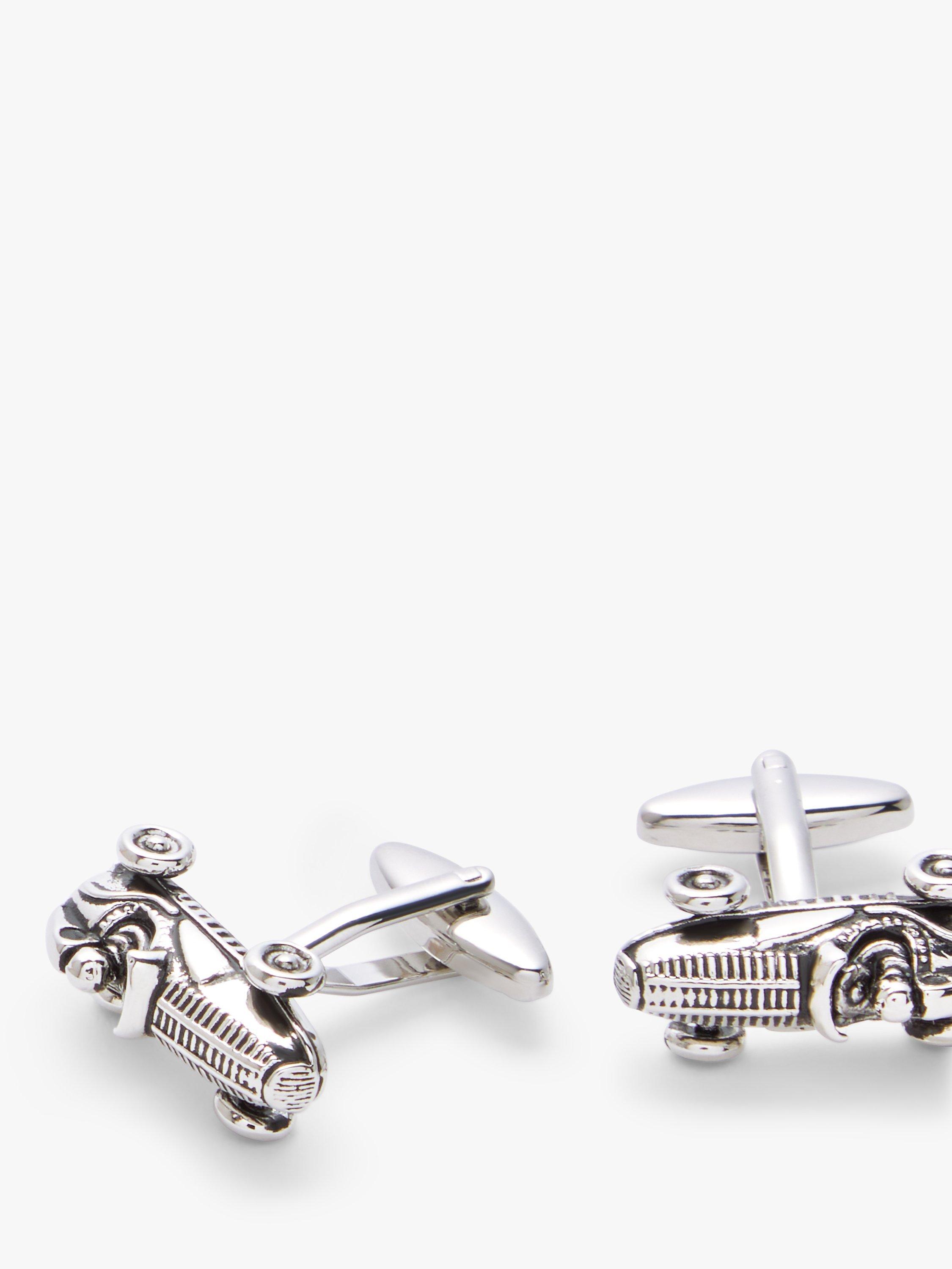 John Lewis Vintage Racing Car Cufflinks, Silver