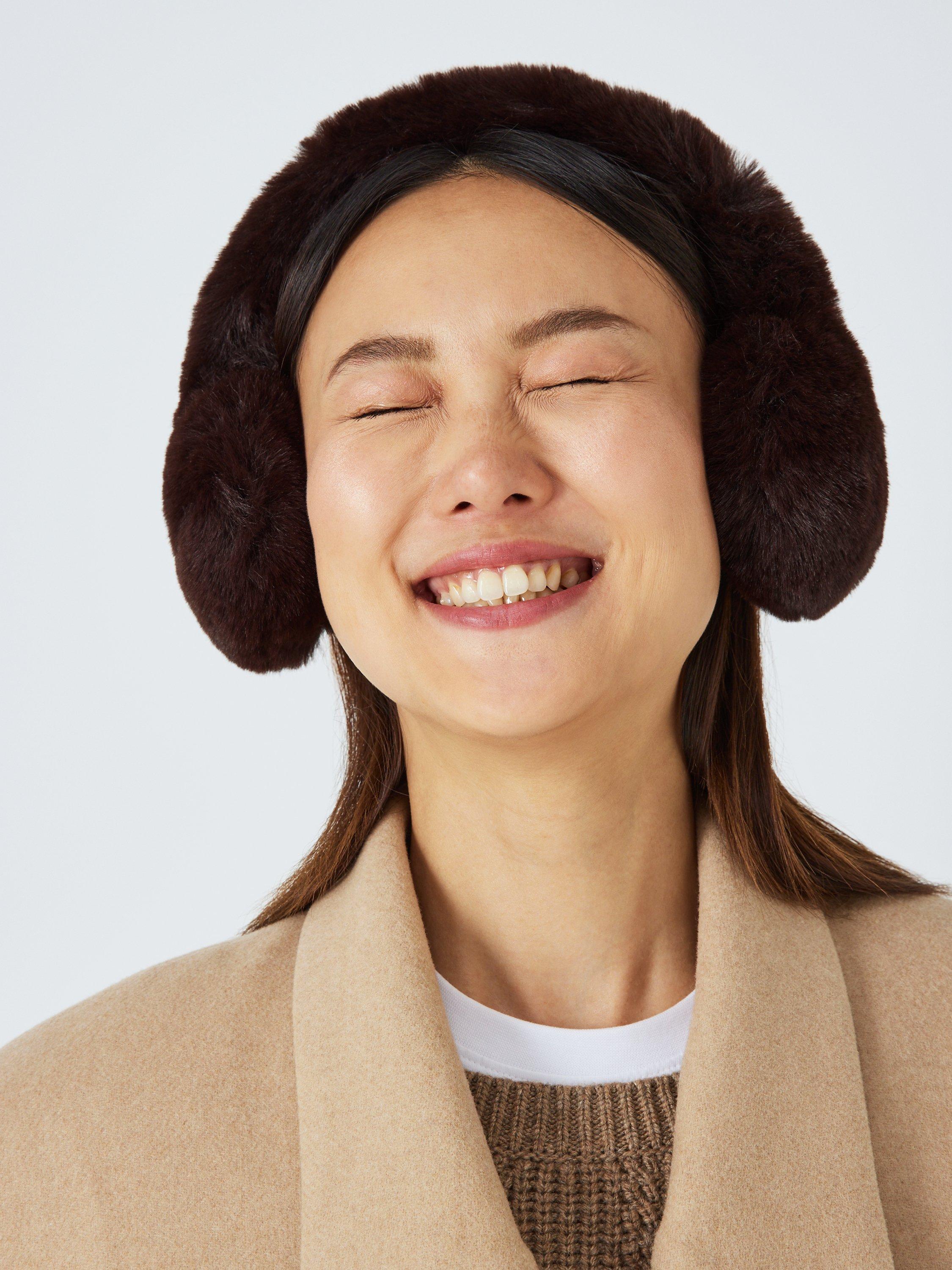 John Lewis Faux Fur Earmuffs, Chocolate