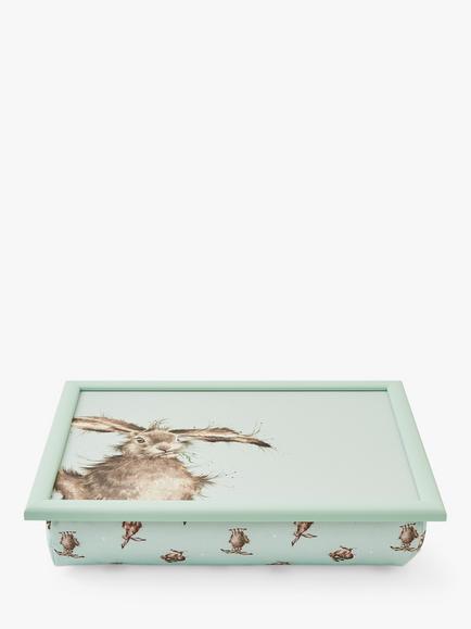 Wrendale Designs Hare Lap Tray, Green/Brown, Green/Brown