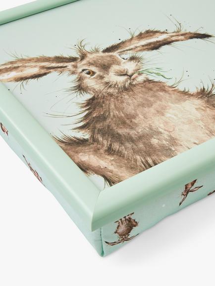 Wrendale Designs Hare Lap Tray, Green/Brown - view 2, Green/Brown