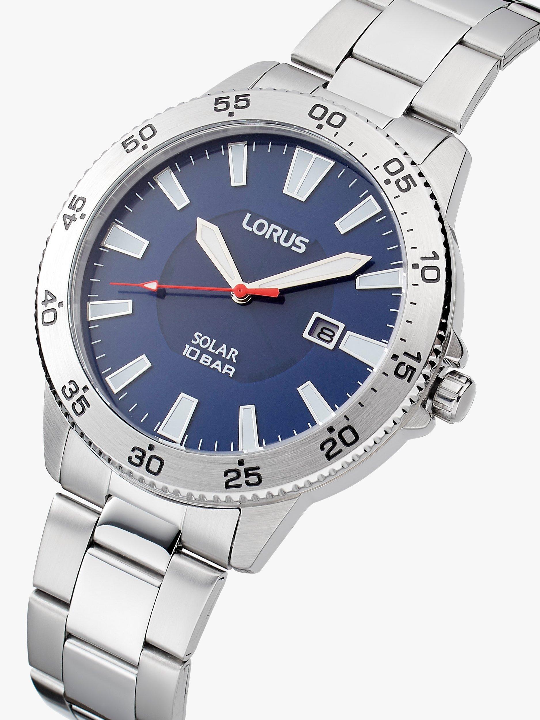 Product image 2 of 6, which shows Lorus RX341AX9 Men's Solar Bracelet Strap Watch, Silver