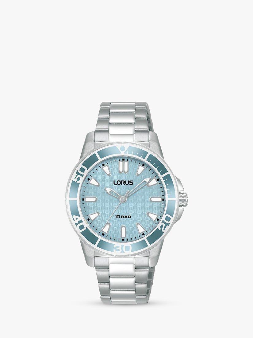 Product image 1 of 6, which shows Lorus Women's Sports Patterned Dial Bracelet Strap Watch, Silver/Blue