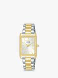 Lorus RG286VX9 Women's Rectangular Dial Bracelet Strap Watch, Gold/Silver