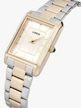 Lorus RG286VX9 Women's Rectangular Dial Bracelet Strap Watch, Gold/Silver