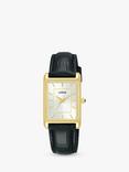 Lorus Women's Rectangular Dial Leather Strap Watch, Black RG290VX9