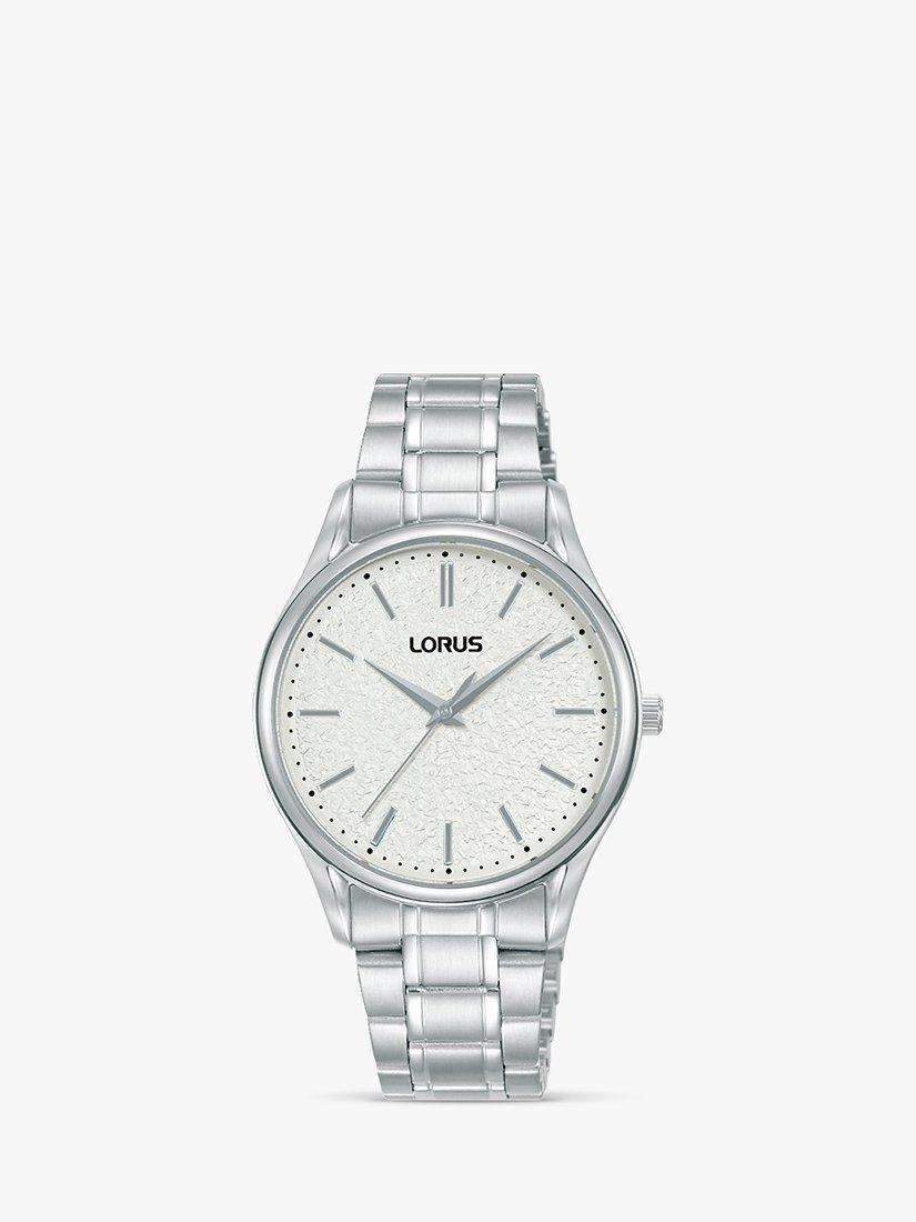 Product image 1 of 2, which shows Lorus Women's Moon Surface Dial Bracelet Strap Watch, Silver/White