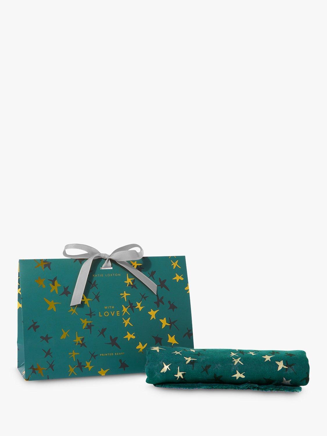 Katie Loxton Metallic Star Scarf, Teal/Soft Tan